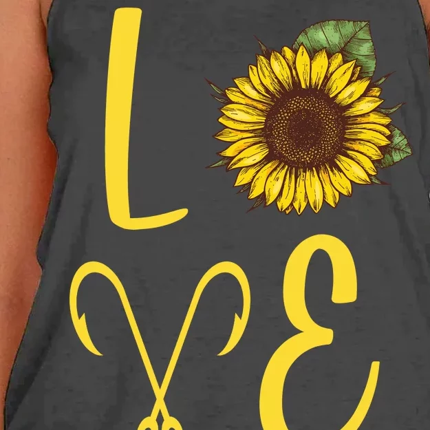 Love Sunflower And Fishing Women's Knotted Racerback Tank