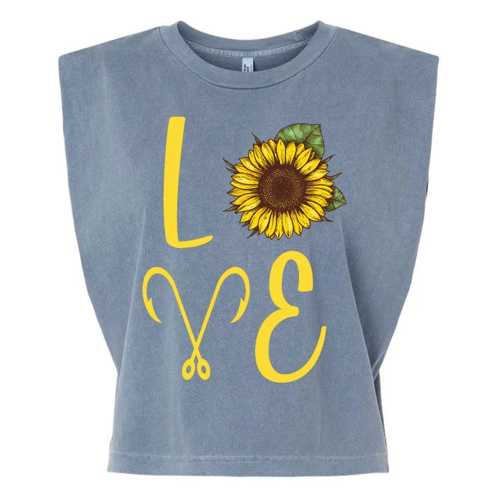 Love Sunflower And Fishing Garment-Dyed Women's Muscle Tee