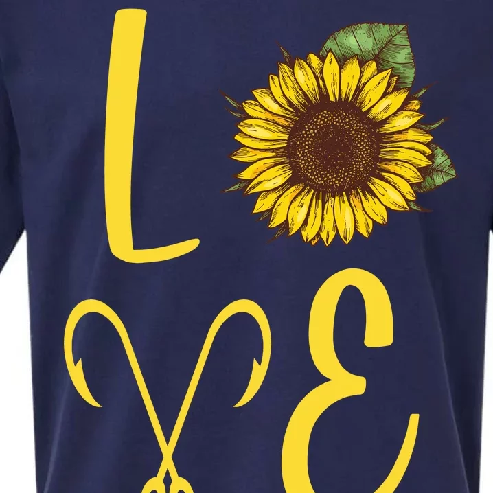 Love Sunflower And Fishing Sueded Cloud Jersey T-Shirt