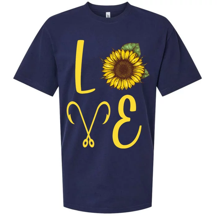 Love Sunflower And Fishing Sueded Cloud Jersey T-Shirt