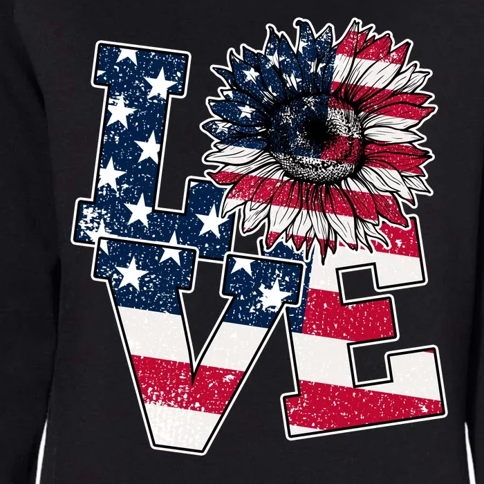 Love Sunflower Patriotic American Flag 4th Of July Womens California Wash Sweatshirt