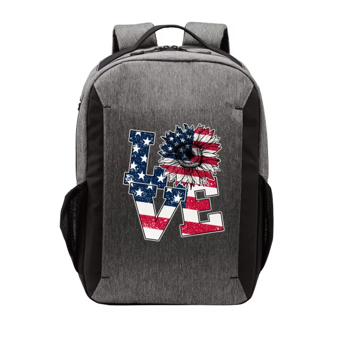 Love Sunflower Patriotic American Flag 4th Of July Vector Backpack