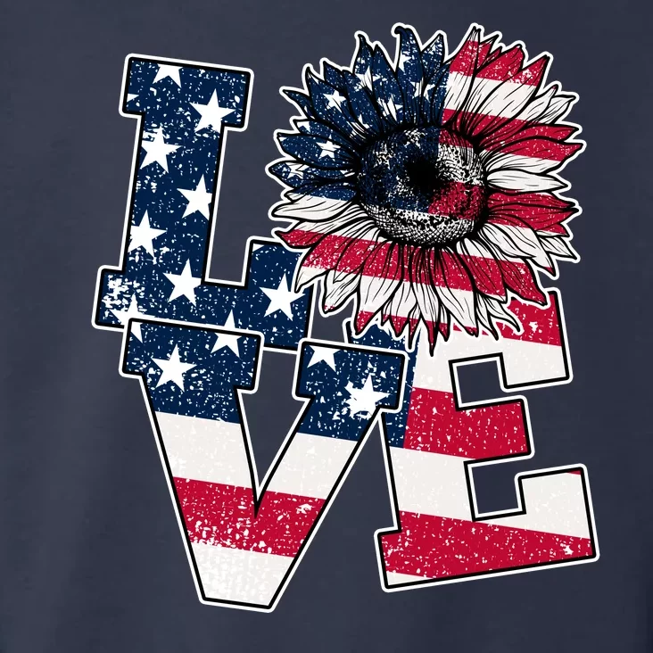 Love Sunflower Patriotic American Flag 4th Of July Toddler Hoodie