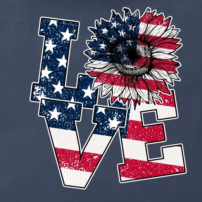 Love Sunflower Patriotic American Flag 4th Of July Zip Tote Bag