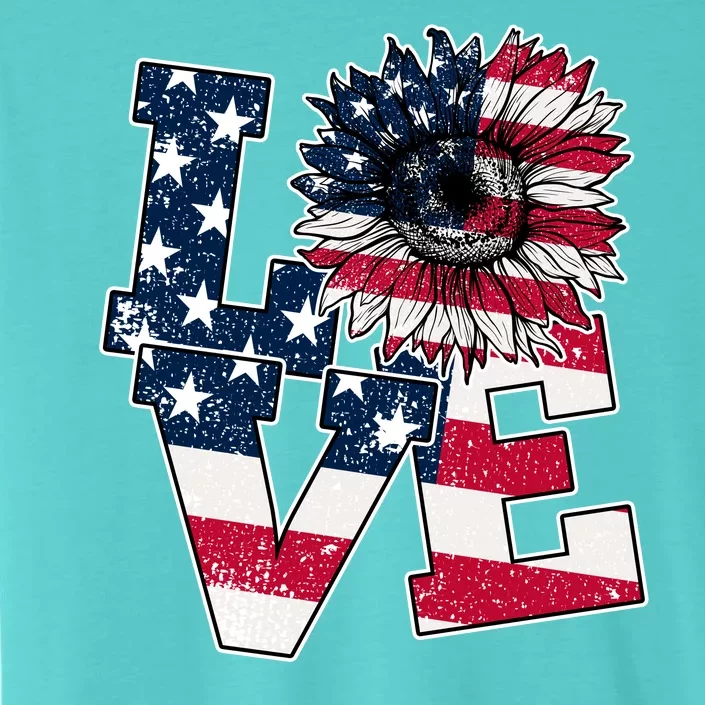 Love Sunflower Patriotic American Flag 4th Of July ChromaSoft Performance T-Shirt