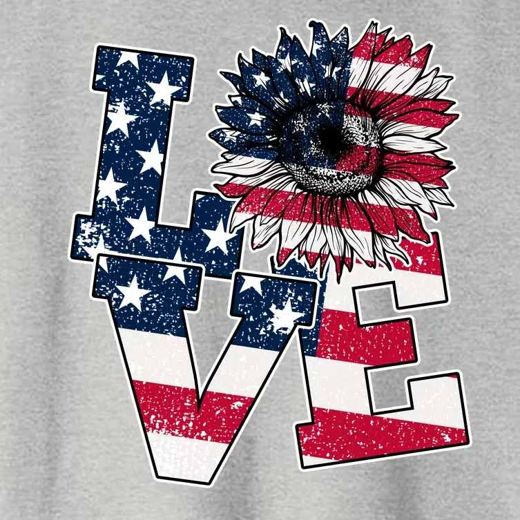 Love Sunflower Patriotic American Flag 4th Of July Women's Crop Top Tee