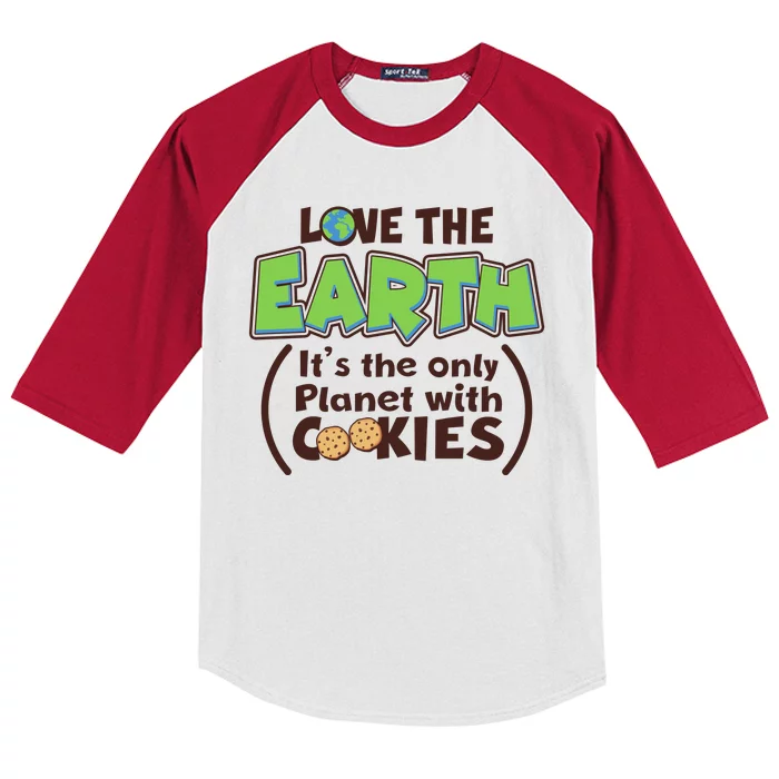 Love the Earth It's the Only Planet with Cookies Kids Colorblock Raglan Jersey