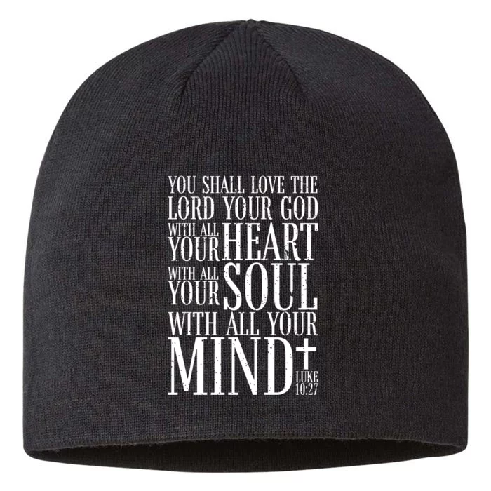 Love The Lord Christian Bible Quote Luke 10:27 8 1/2in Sustainable Knit Beanie