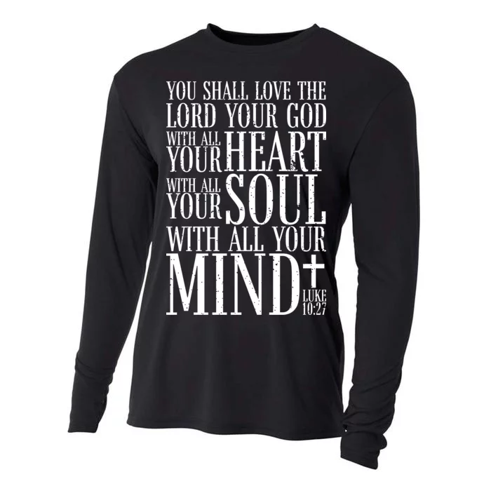 Love The Lord Christian Bible Quote Luke 10:27 Cooling Performance Long Sleeve Crew