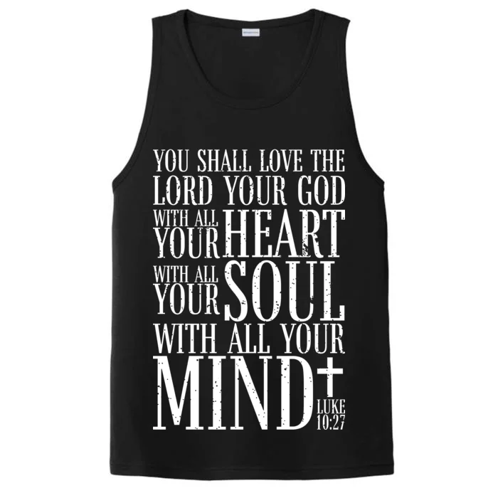 Love The Lord Christian Bible Quote Luke 10:27 Performance Tank