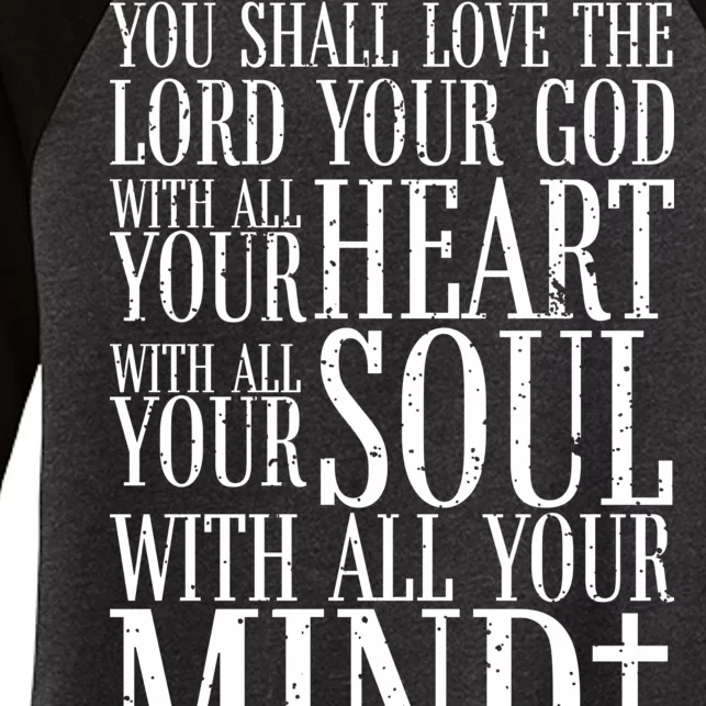 Love The Lord Christian Bible Quote Luke 10:27 Women's Tri-Blend 3/4-Sleeve Raglan Shirt