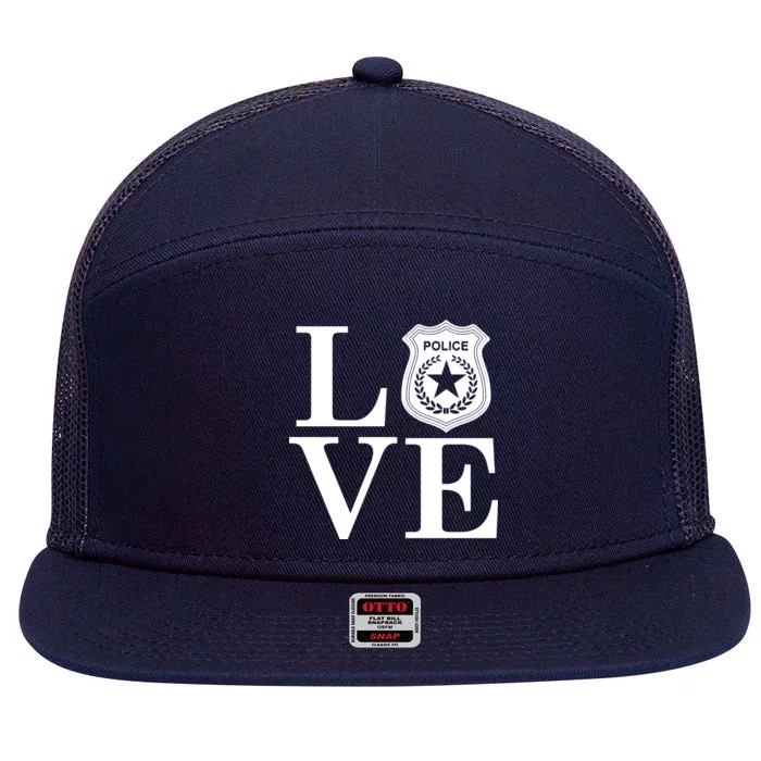 Love The Police 7 Panel Mesh Trucker Snapback Hat