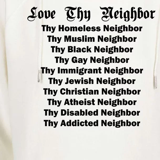 Love Thy Neighbor Equals Womens Funnel Neck Pullover Hood