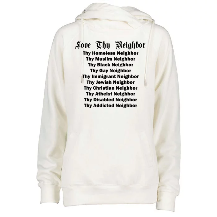 Love Thy Neighbor Equals Womens Funnel Neck Pullover Hood