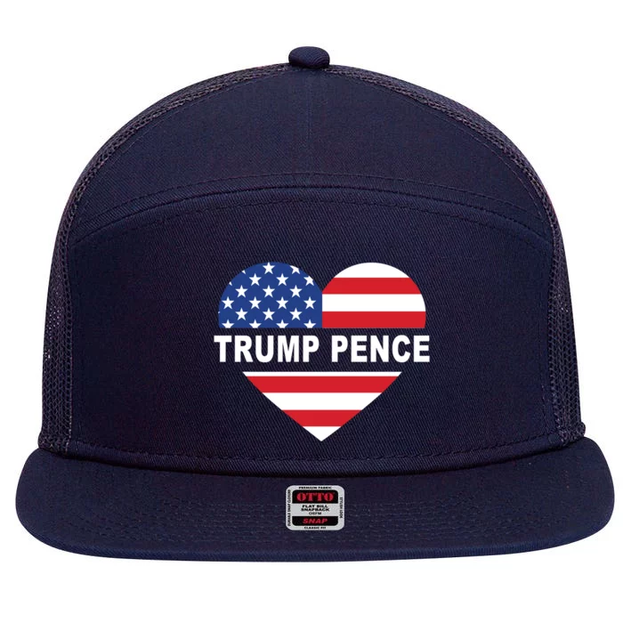 Love Trump Pence USA Heart 7 Panel Mesh Trucker Snapback Hat