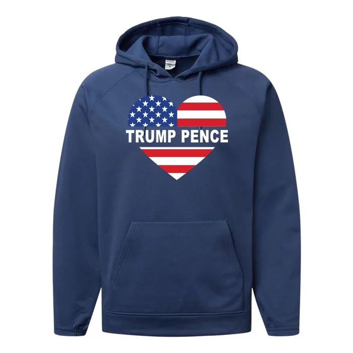 Love Trump Pence USA Heart Performance Fleece Hoodie