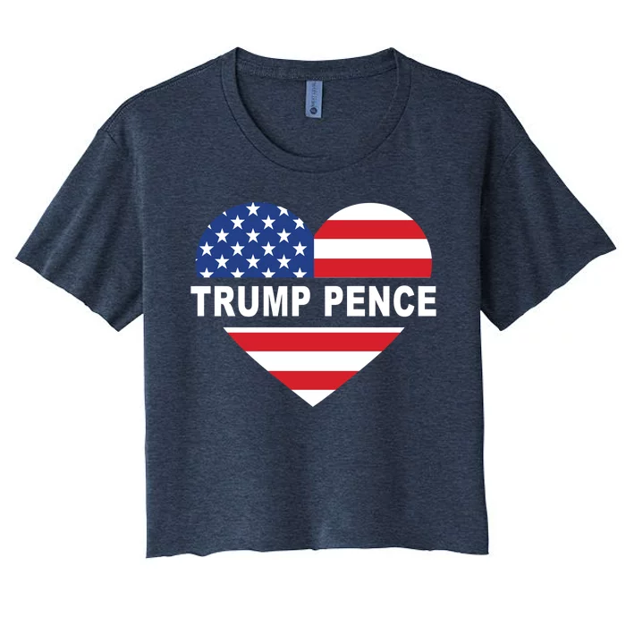 Love Trump Pence USA Heart Women's Crop Top Tee