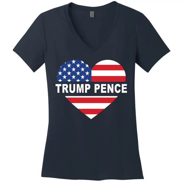 Love Trump Pence USA Heart Women's V-Neck T-Shirt