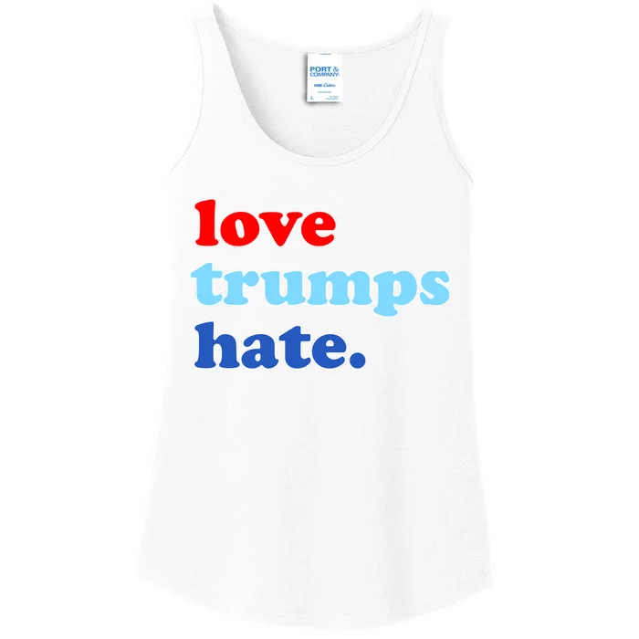 Love Trumps Hate. Anti-Trump Not My President Ladies Essential Tank