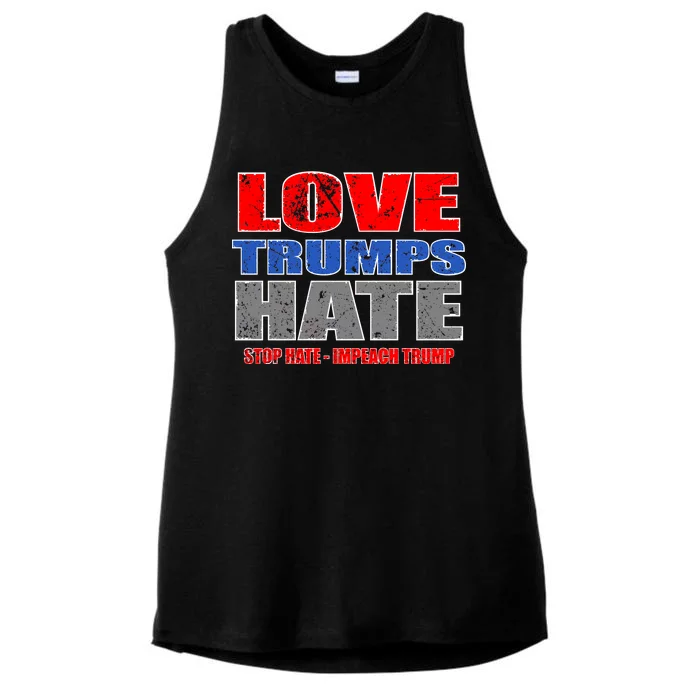 Love Trumps Hate Anti Trump Impeach Not My President Ladies Tri-Blend Wicking Tank