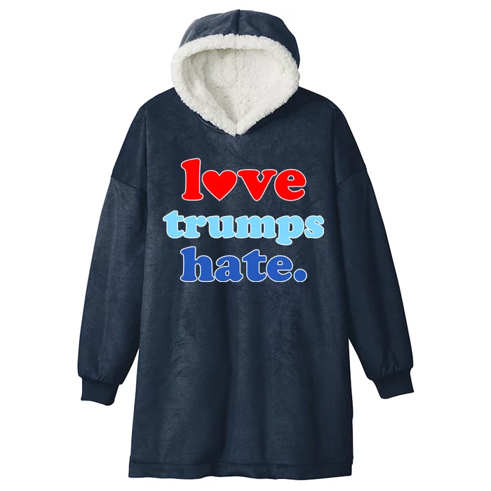 Love Trumps Hate Heart Anti Trump Not My President Hooded Wearable Blanket