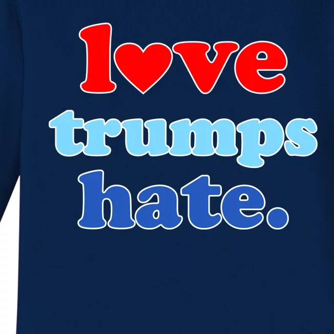 Love Trumps Hate Heart Anti Trump Not My President Baby Long Sleeve Bodysuit