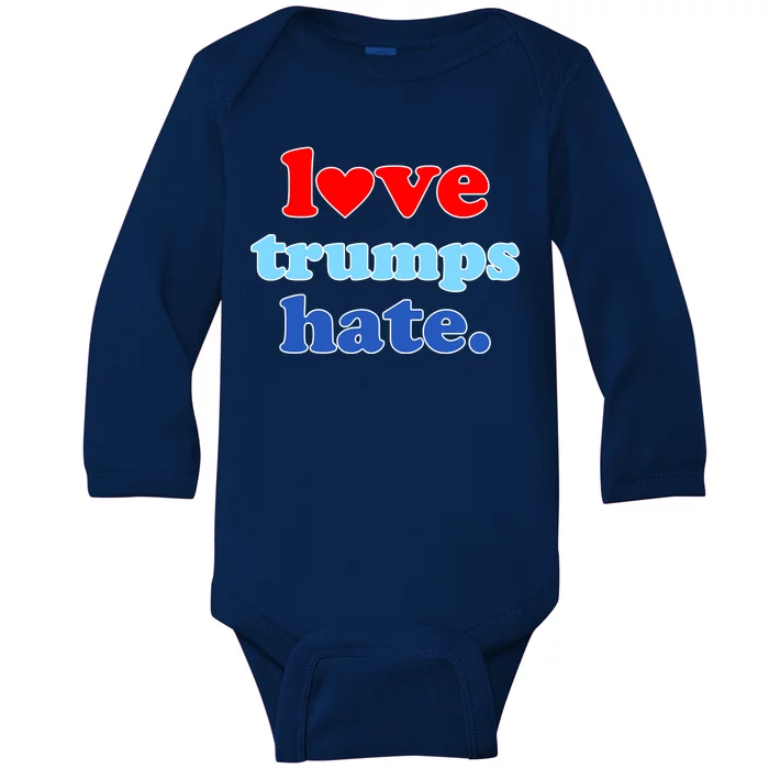 Love Trumps Hate Heart Anti Trump Not My President Baby Long Sleeve Bodysuit