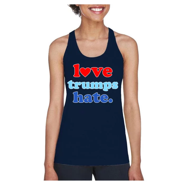 Love Trumps Hate Heart Anti Trump Not My President Women's Racerback Tank