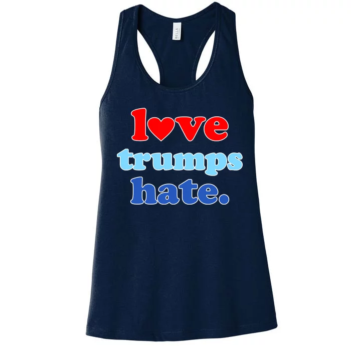 Love Trumps Hate Heart Anti Trump Not My President Women's Racerback Tank