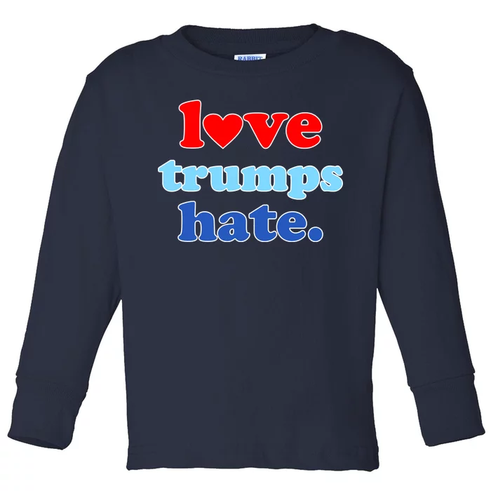 Love Trumps Hate Heart Anti Trump Not My President Toddler Long Sleeve Shirt