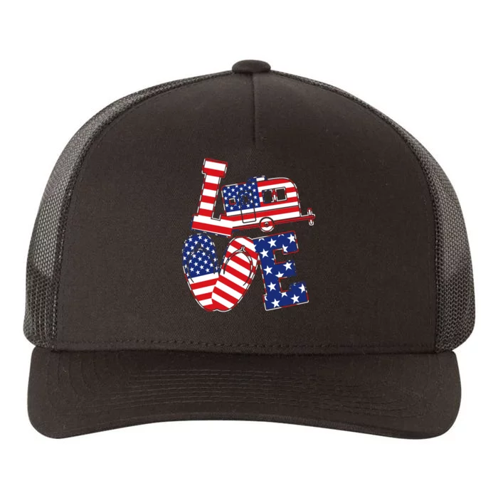 Love USA Camping Yupoong Adult 5-Panel Trucker Hat