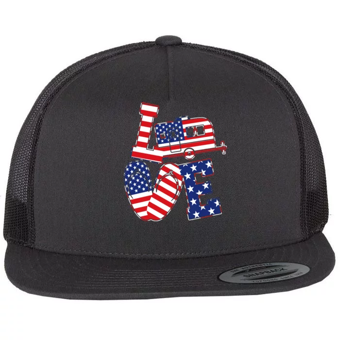 Love USA Camping Flat Bill Trucker Hat