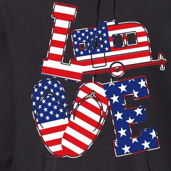 Love USA Camping Premium Hoodie