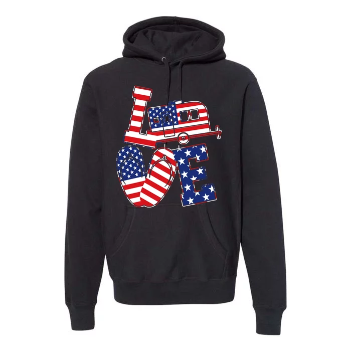 Love USA Camping Premium Hoodie