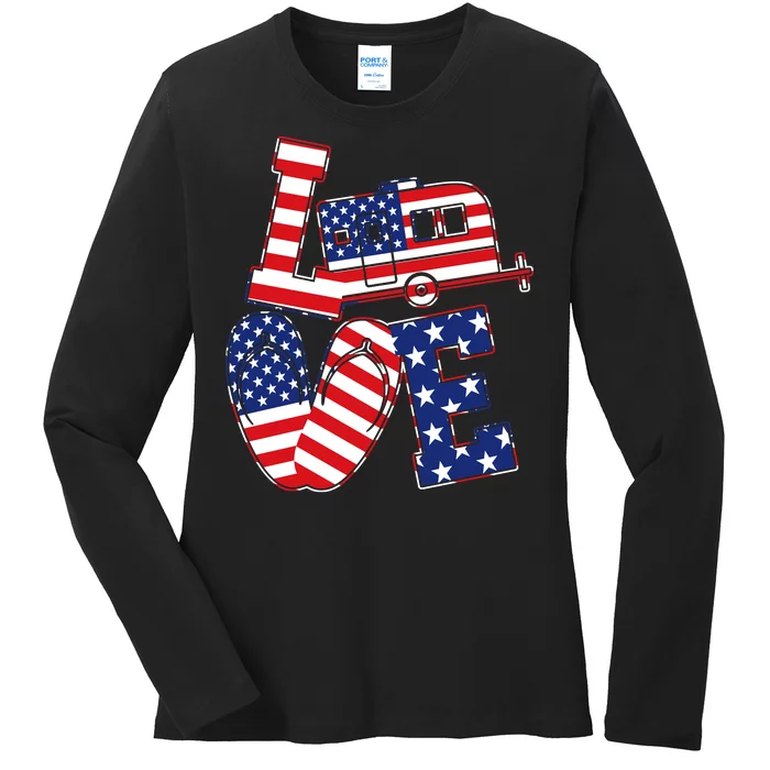 Love USA Camping Ladies Long Sleeve Shirt