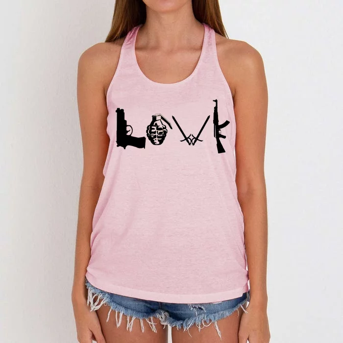 Love Weapons Logo Women's Knotted Racerback Tank