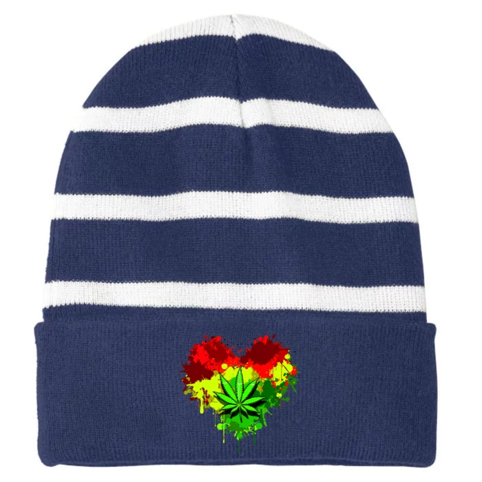 Love Weed Medical Marijuana Striped Beanie with Solid Band