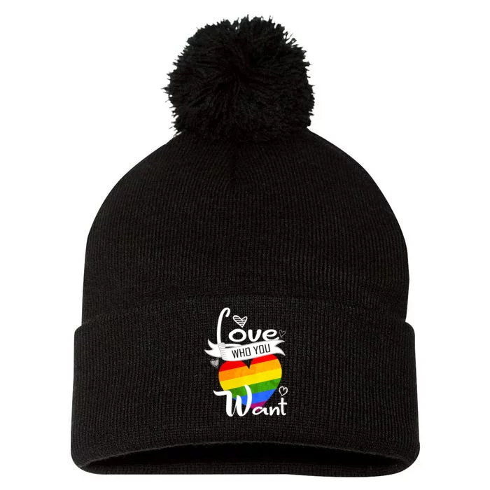 Love Who You Want Pom Pom 12in Knit Beanie