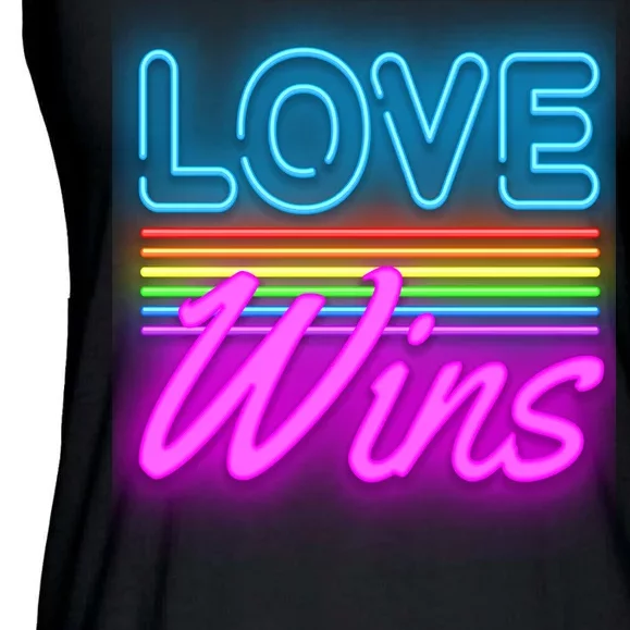 Love Wines Rainbow Neon Sign Ladies Essential Flowy Tank