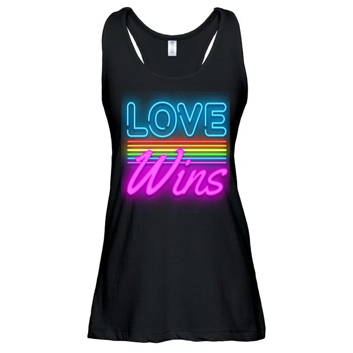 Love Wines Rainbow Neon Sign Ladies Essential Flowy Tank