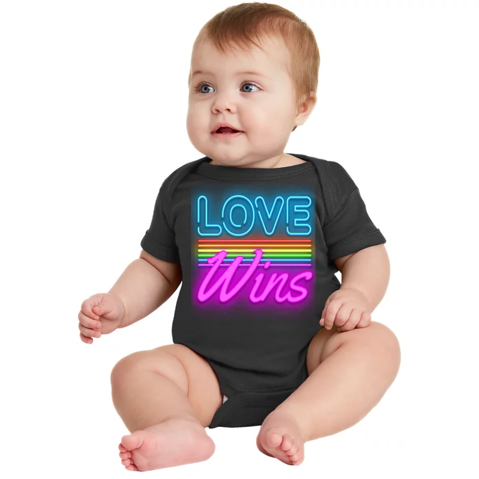 Love Wines Rainbow Neon Sign Baby Bodysuit