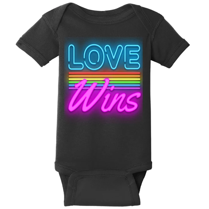 Love Wines Rainbow Neon Sign Baby Bodysuit