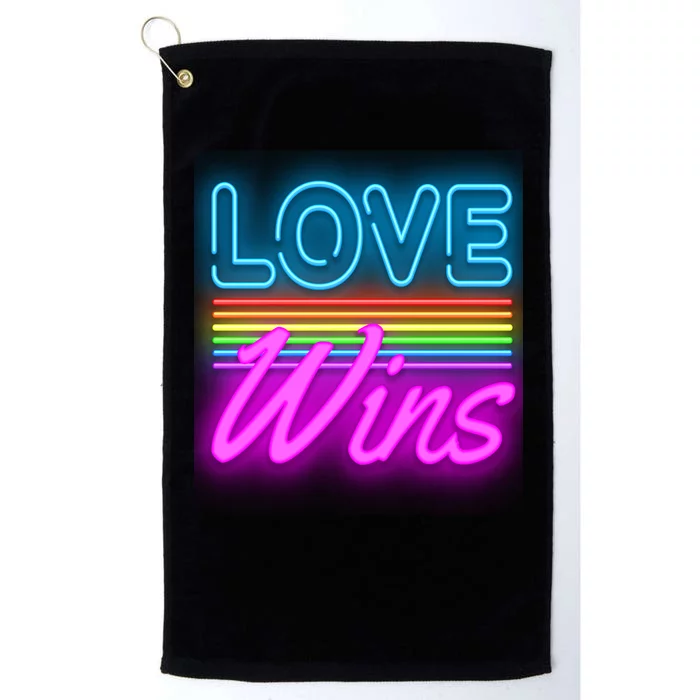 Love Wines Rainbow Neon Sign Platinum Collection Golf Towel