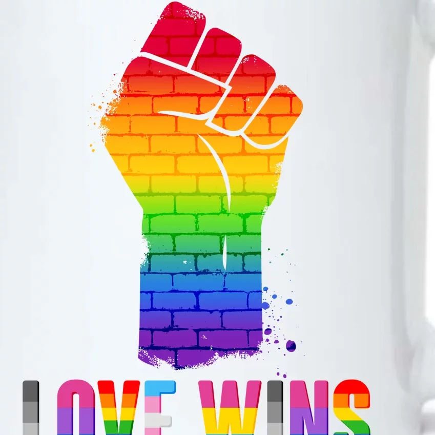 Love Wins Brick Wall Rainbow Fist Black Color Changing Mug