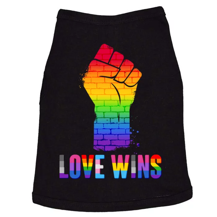 Love Wins Brick Wall Rainbow Fist Doggie Tank