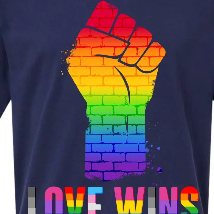 Love Wins Brick Wall Rainbow Fist Sueded Cloud Jersey T-Shirt