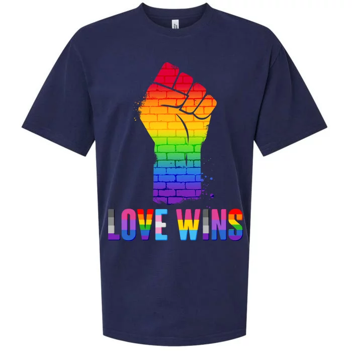 Love Wins Brick Wall Rainbow Fist Sueded Cloud Jersey T-Shirt