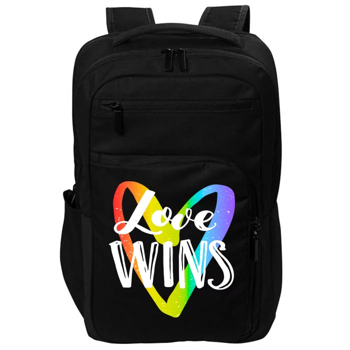 Love Wins LGBT Rainbow Heart Impact Tech Backpack