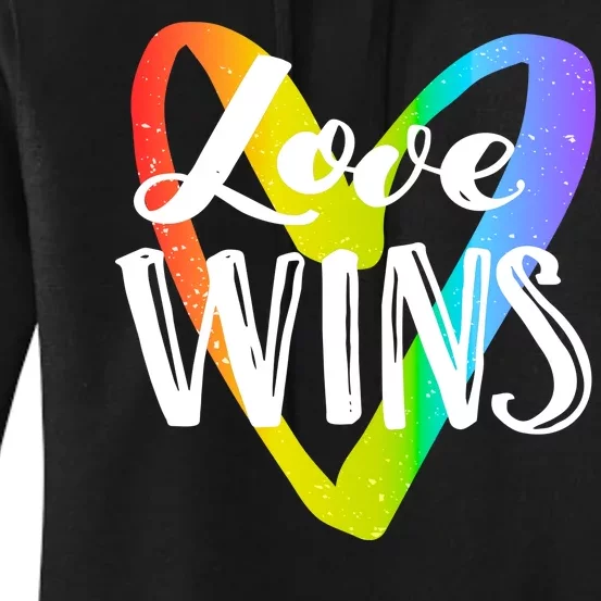 Love Wins LGBT Rainbow Heart Women's Pullover Hoodie