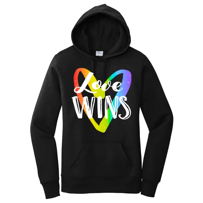 Love Wins LGBT Rainbow Heart Women's Pullover Hoodie